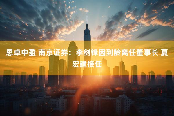 恩卓中盈 南京证券：李剑锋因到龄离任董事长 夏宏建接任